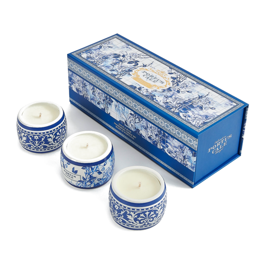 Portus Cale Gold & Blue Tealight Candle Set 3x70g – alternate official product view