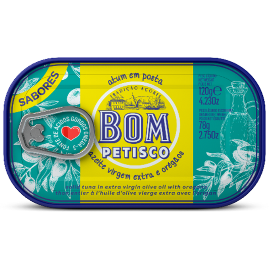 Bom Petisco tuńczyk w oliwie z oliwek extra virgin z oregano