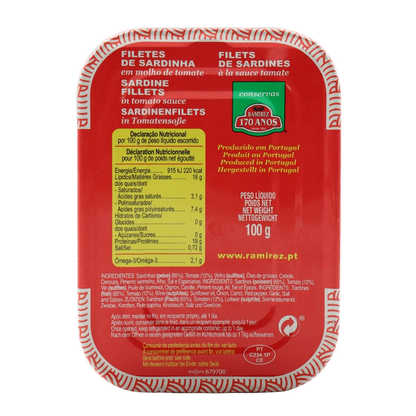 Boneless sardine fillets in tomato sauce