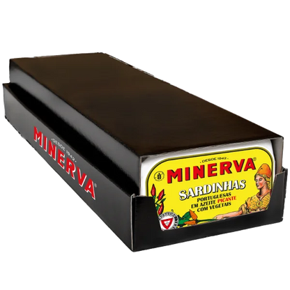 Sardynki Minerva w pikantnej oliwie z oliwek z marchewką i papryką  